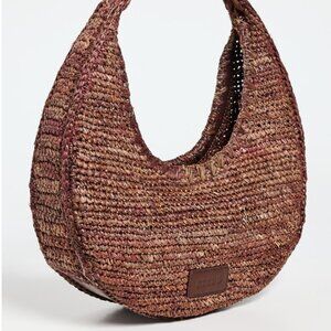 NWT STAUD Moon Raffia Bag, Mahogany